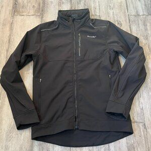 Moosejaw Men's Softshell Jacket with Stowaway Hood, Black, Medium